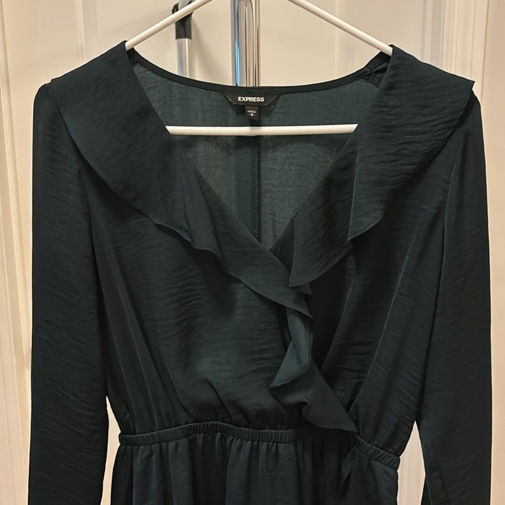 Express ruffle long sleeve mini dress - Picture 3 of 4